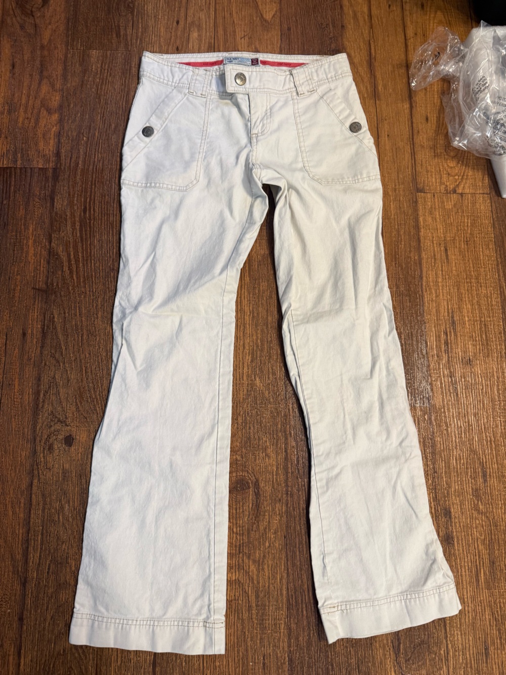 Old Navy y2k cargo low rise flared 2000 vintage Cream 100 percent Cotton Pants